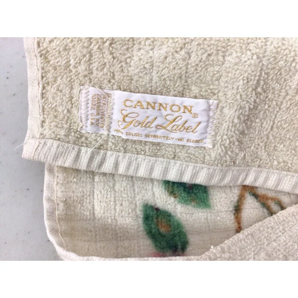 Vintage Cannon Gold Label Floral Towel Set of Two